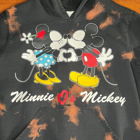 Disney Store Bleach Dyed Minnie Mickey Reworked Hoodie Youth Girls Large - Picture 5 of 7